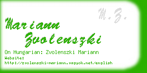 mariann zvolenszki business card